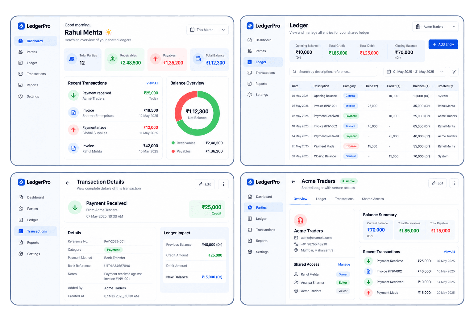 ClearBook shared ledger SaaS platform dashboard