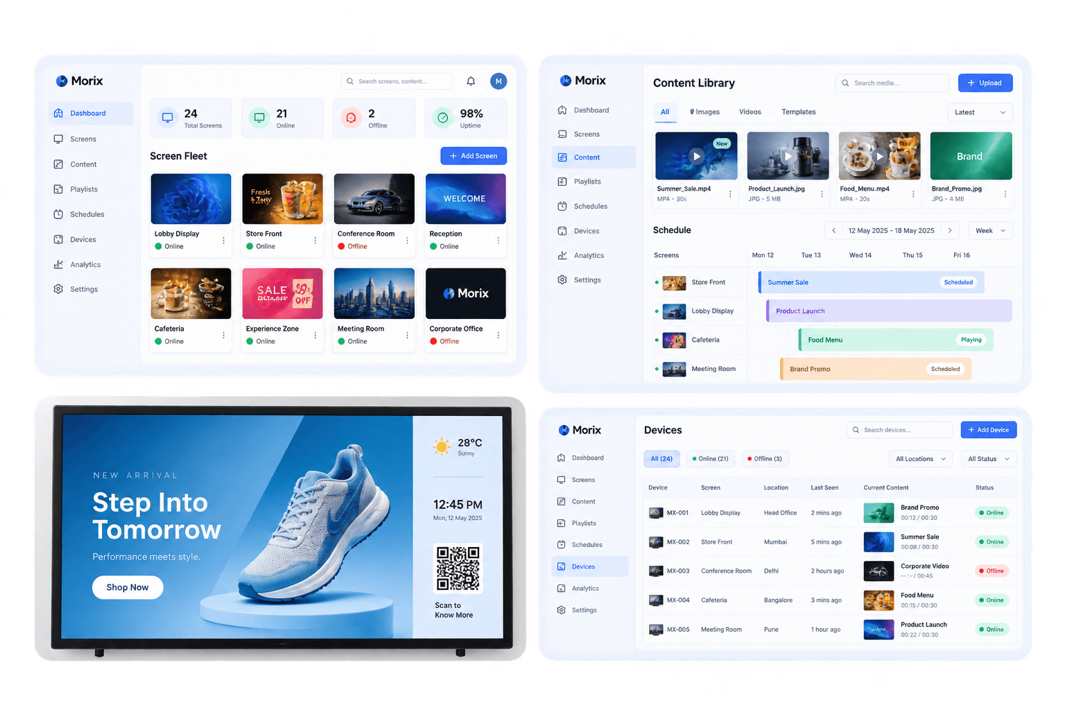 Morix digital signage SaaS platform interface